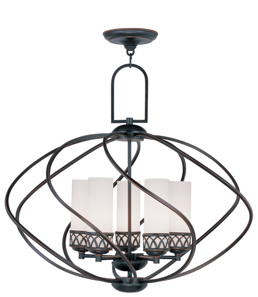 Five Light Dimmable Chandelier With Shades