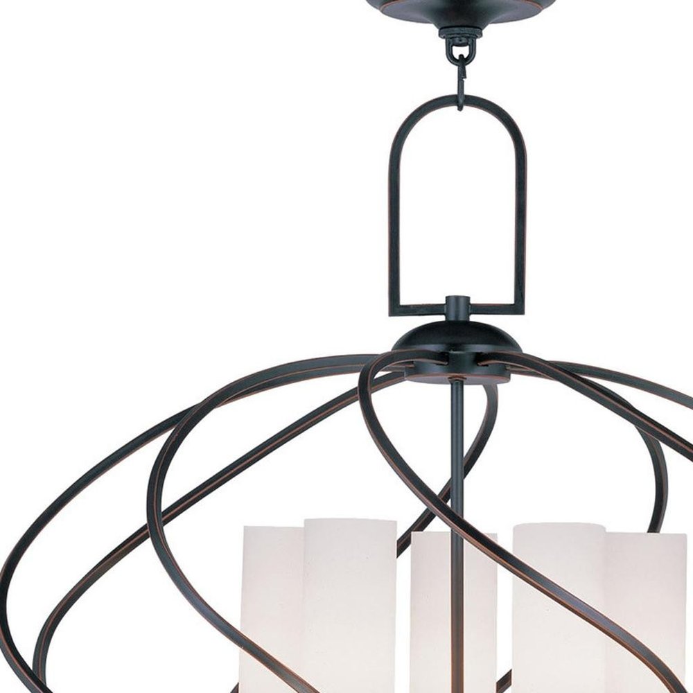Five Light Dimmable Chandelier With Shades