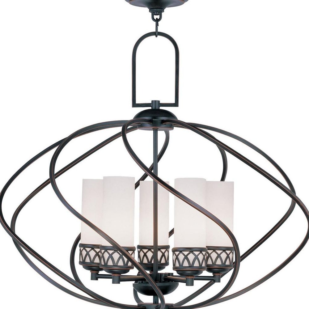 Five Light Dimmable Chandelier With Shades