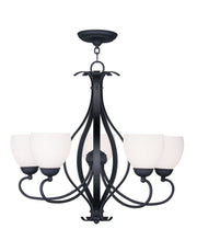 Black Five Light Metal Dimmable Chandelier With Shades