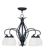 Black Five Light Metal Dimmable Chandelier With Shades