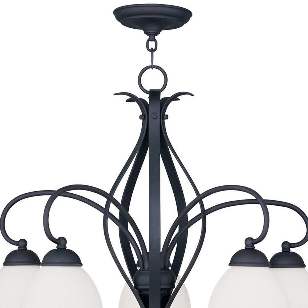 Black Five Light Metal Dimmable Chandelier With Shades