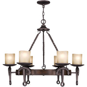 Bronze Six Light Metal Dimmable Chandelier With Shades
