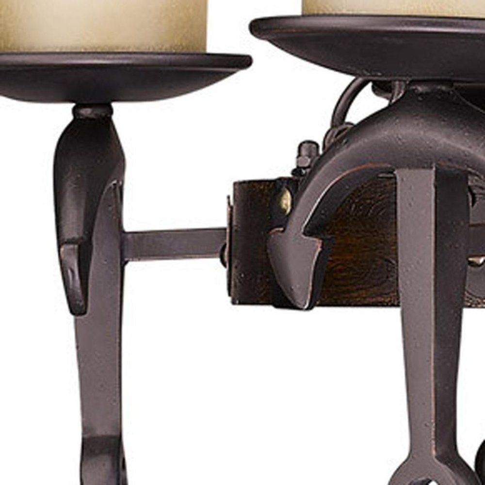 Bronze Six Light Metal Dimmable Chandelier With Shades