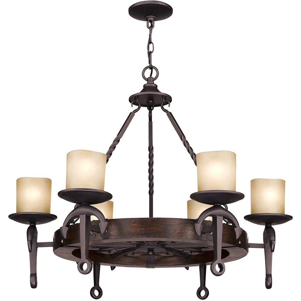Six Light Resin Dimmable Chandelier With Shades