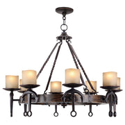 Bronze And Cream Eight Light Resin Dimmable Chandelier With Shades