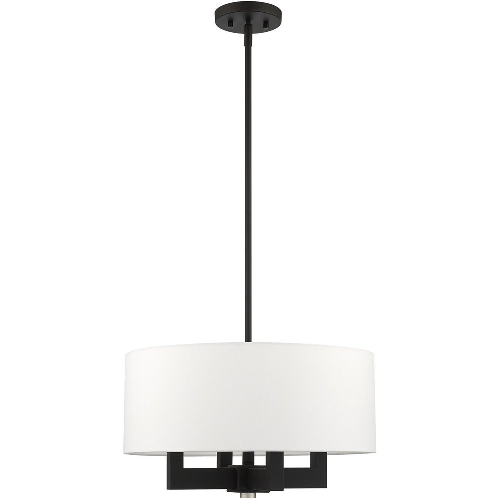 Black Four Light Metal Dimmable Chandelier With Shades