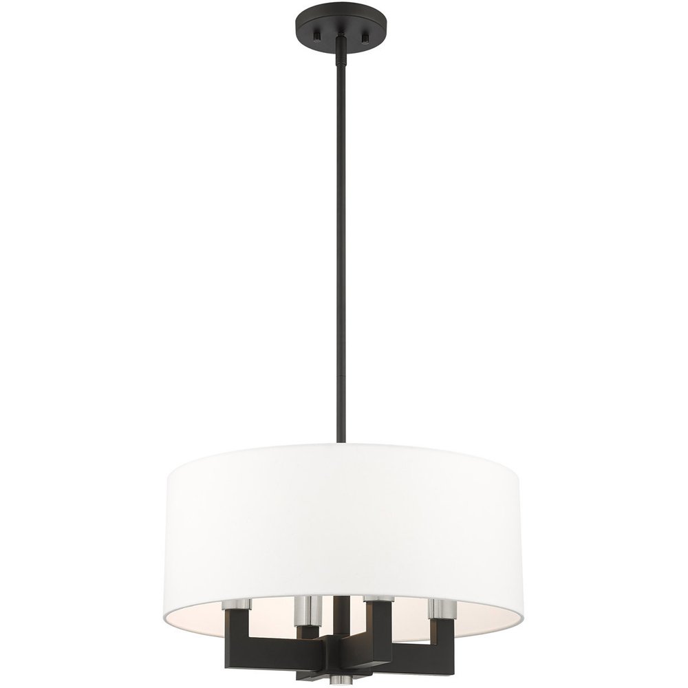 Black Four Light Metal Dimmable Chandelier With Shades