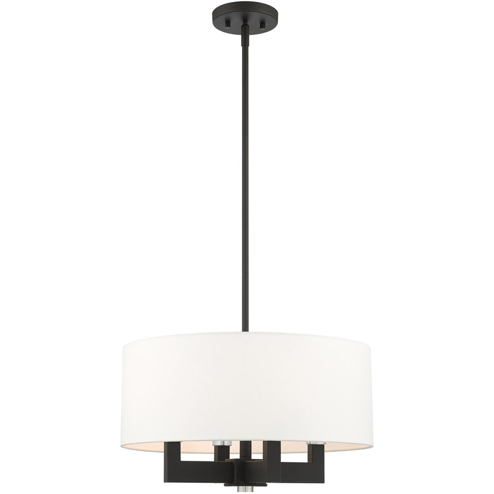 Black Four Light Metal Dimmable Chandelier With Shades