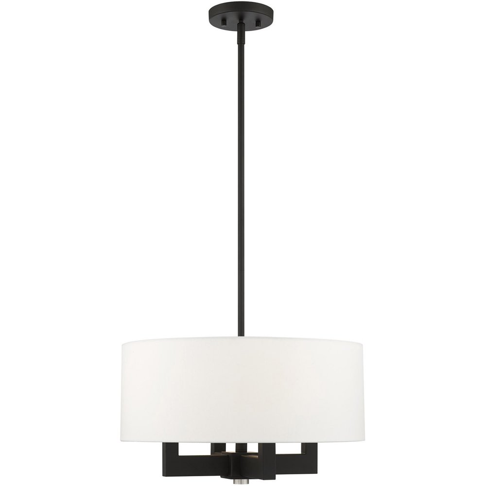 Black Four Light Metal Dimmable Chandelier With Shades