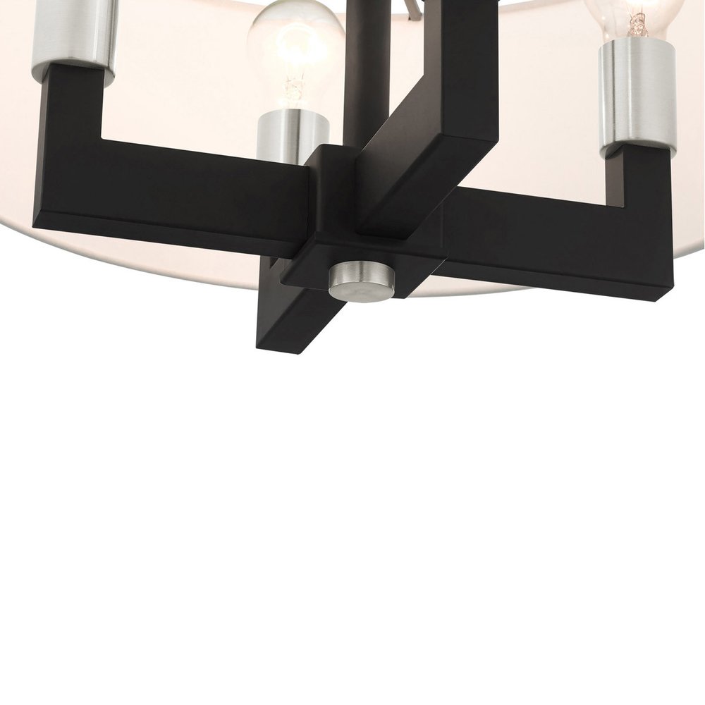 Black Four Light Metal Dimmable Chandelier With Shades