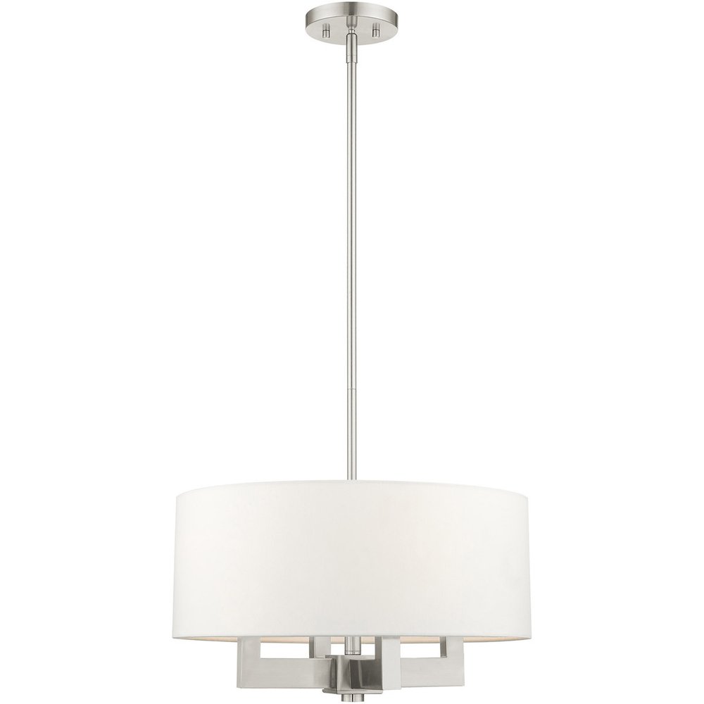 Nickel Four Light Metal Dimmable Chandelier With Shades