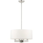 Nickel Four Light Metal Dimmable Chandelier With Shades