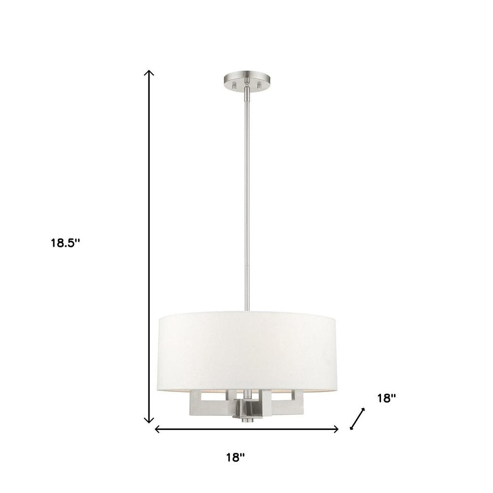 Nickel Four Light Metal Dimmable Chandelier With Shades