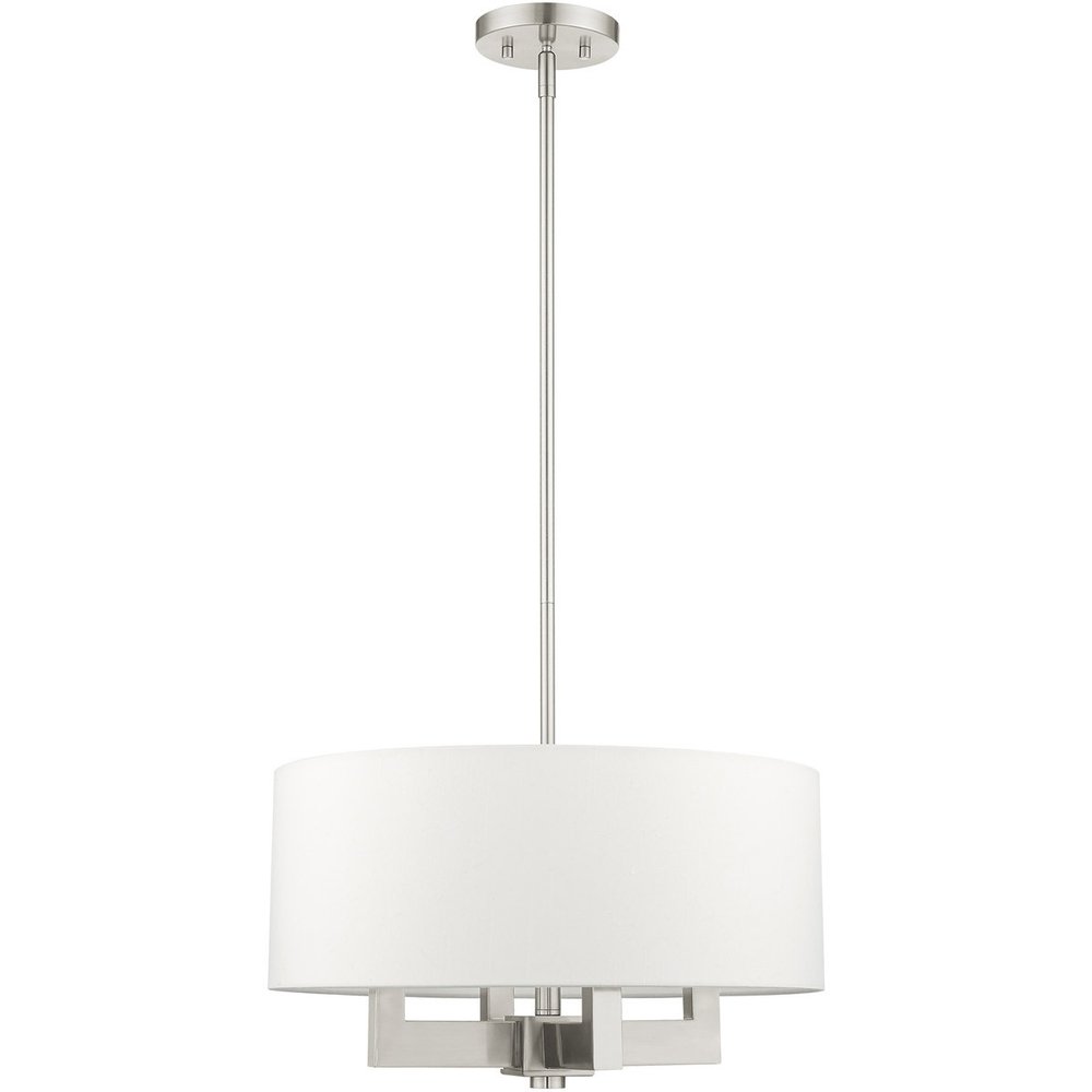 Nickel Four Light Metal Dimmable Chandelier With Shades