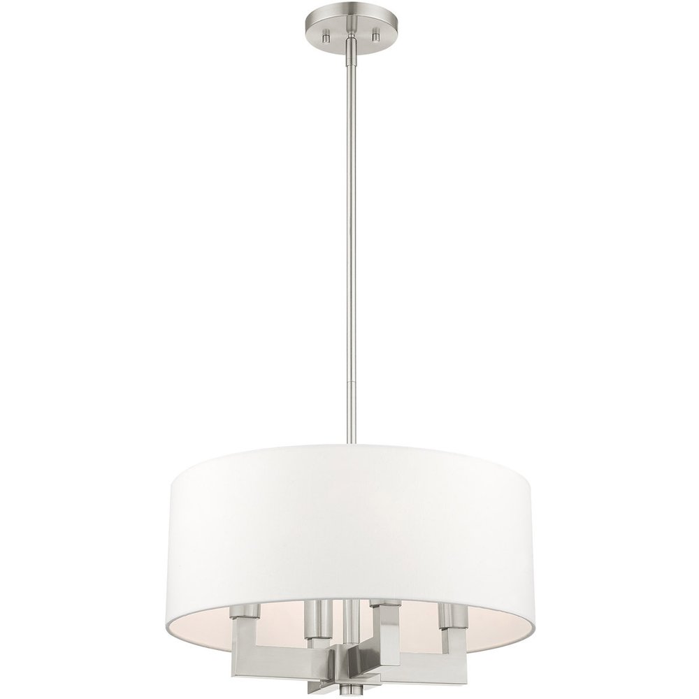 Nickel Four Light Metal Dimmable Chandelier With Shades