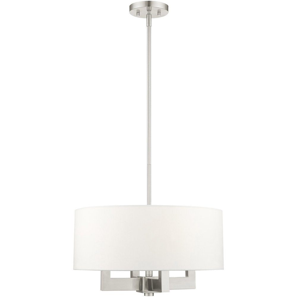 Nickel Four Light Metal Dimmable Chandelier With Shades