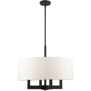 Black Four Light Metal Dimmable Chandelier With Shades