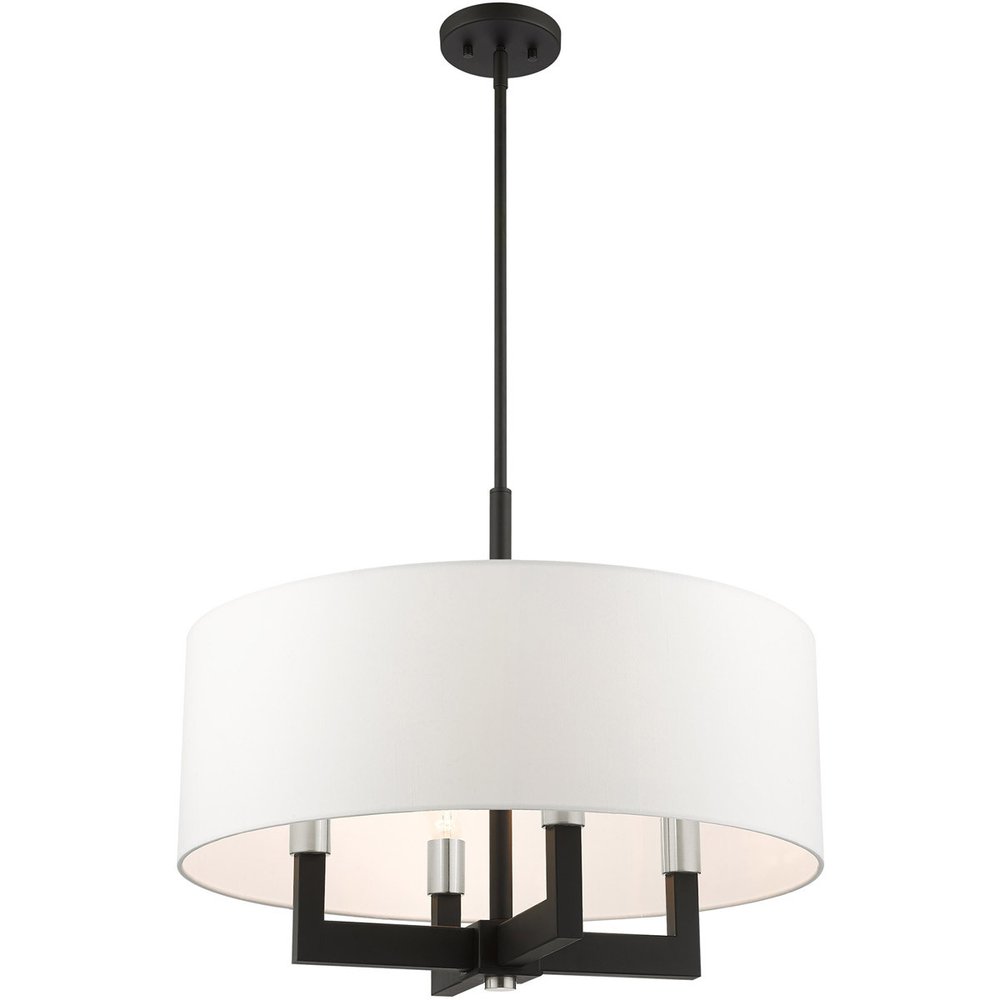 Black Four Light Metal Dimmable Chandelier With Shades