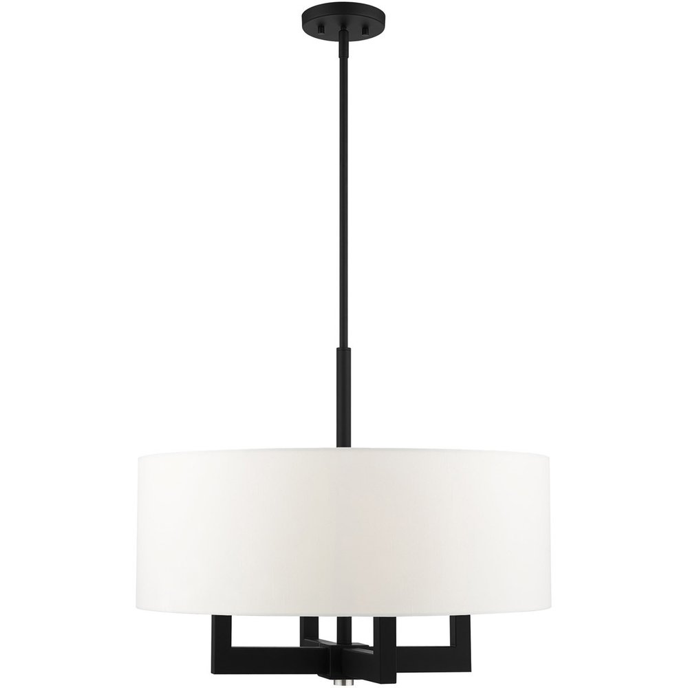 Black Four Light Dimmable Chandelier With Shades