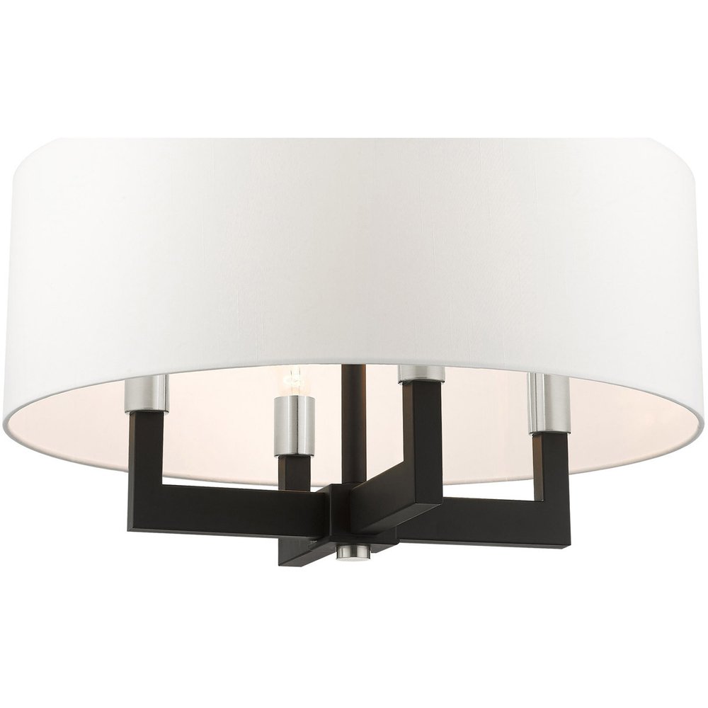 Black Four Light Metal Dimmable Chandelier With Shades