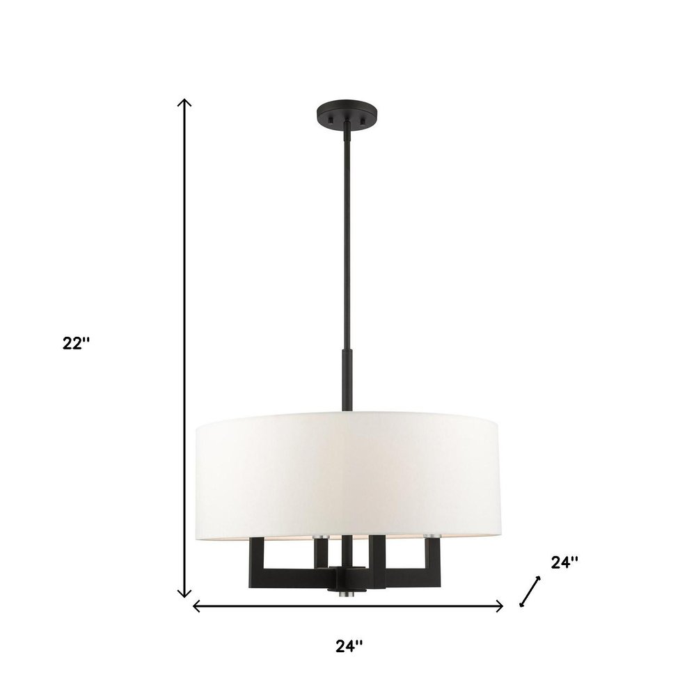 Black Four Light Metal Dimmable Chandelier With Shades