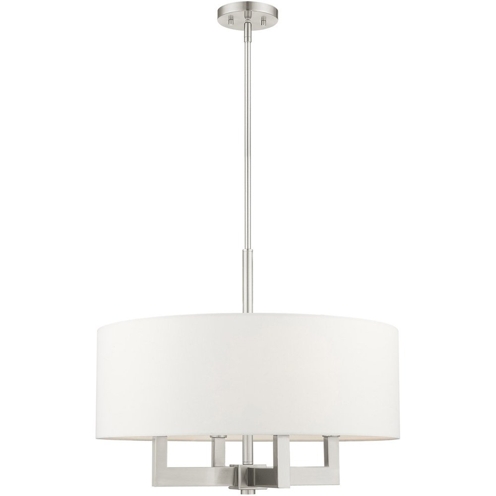 Nickel Four Light Metal Dimmable Chandelier With Shades