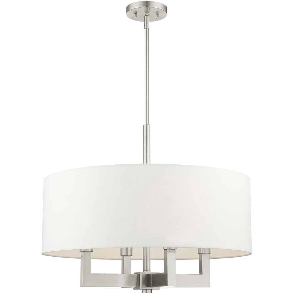 Nickel Four Light Metal Dimmable Chandelier With Shades
