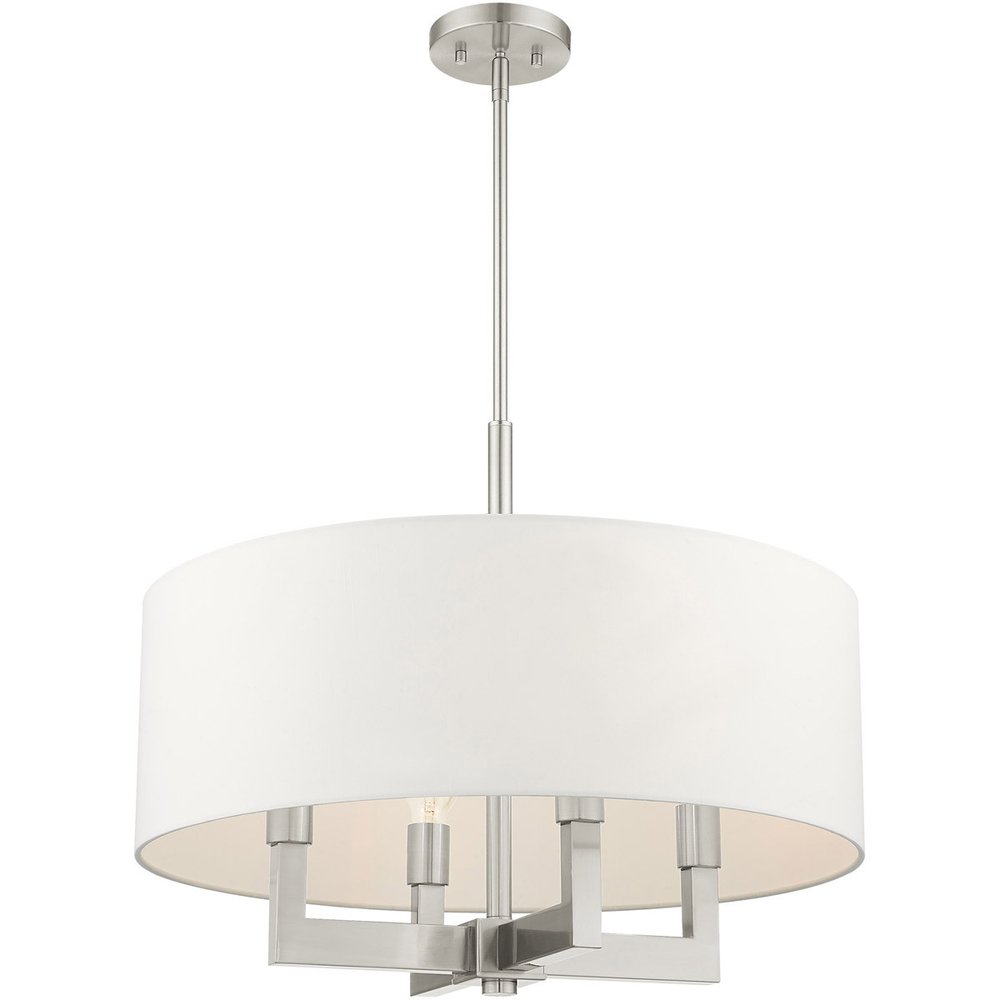 Nickel Four Light Metal Dimmable Chandelier With Shades