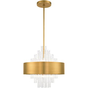 Brass Eight Light Metal Dimmable Chandelier With Shades