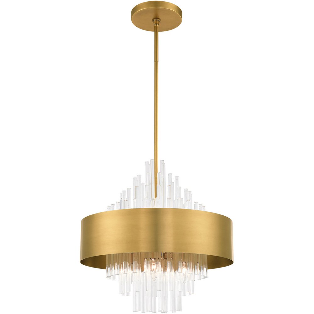 Brass Eight Light Metal Dimmable Chandelier With Shades
