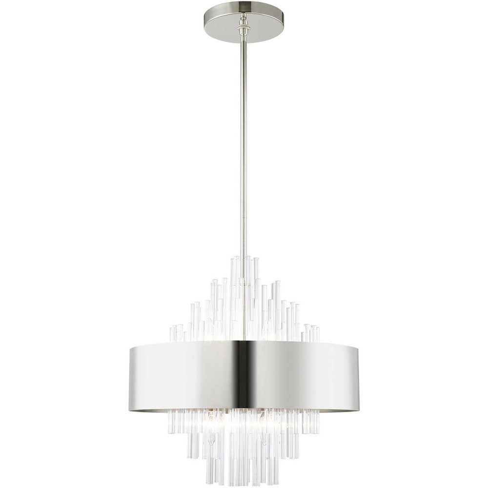 Nickel Eight Light Metal Dimmable Chandelier With Shades