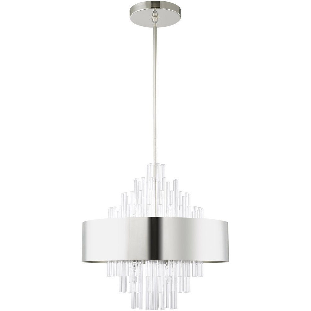 Nickel Eight Light Metal Dimmable Chandelier With Shades