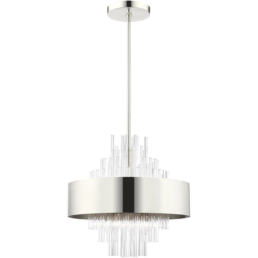 Nickel Eight Light Metal Dimmable Chandelier With Shades