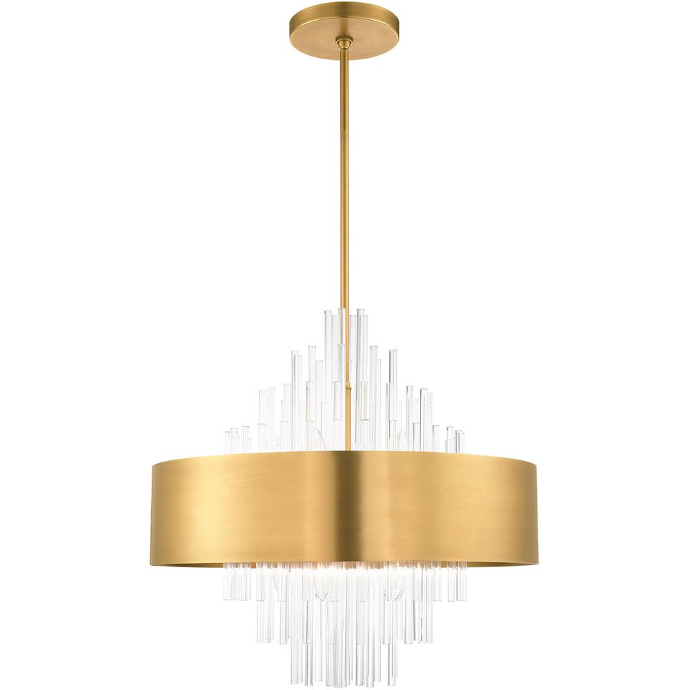 Brass Ten Light Metal Dimmable Chandelier With Shades