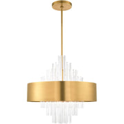 Brass Ten Light Metal Dimmable Chandelier With Shades