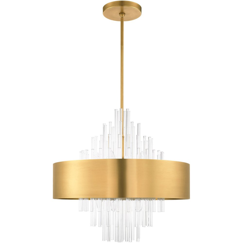 Brass Ten Light Metal Dimmable Chandelier With Shades