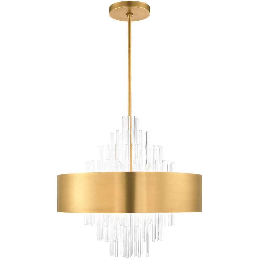 Brass Ten Light Metal Dimmable Chandelier With Shades