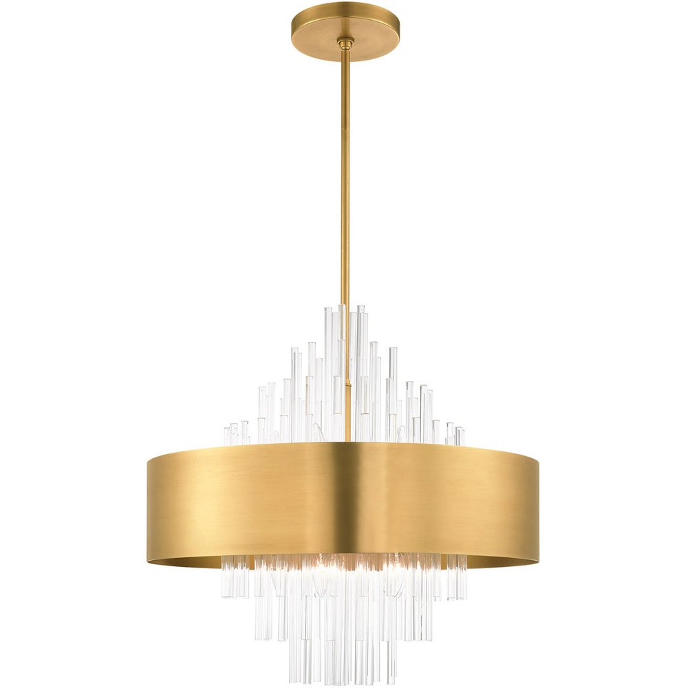 Brass Ten Light Metal Dimmable Chandelier With Shades