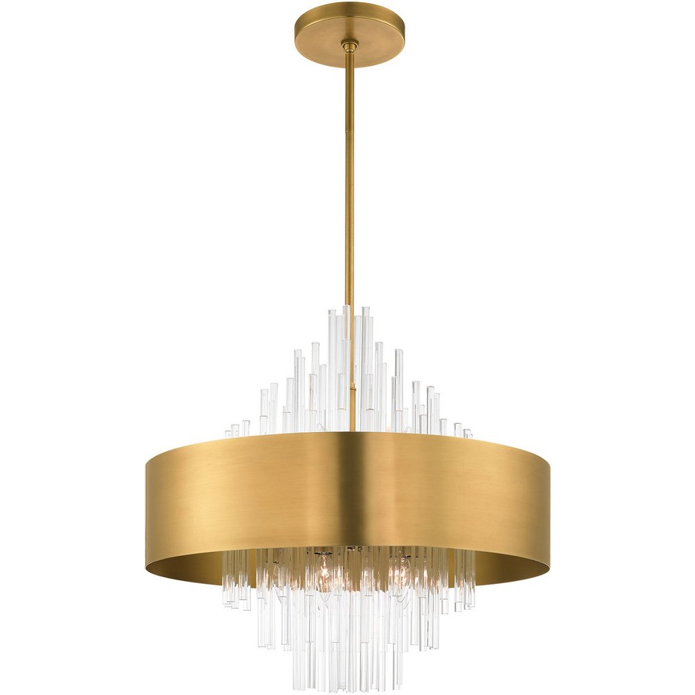 Brass Ten Light Metal Dimmable Chandelier With Shades