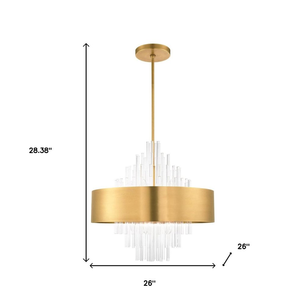 Brass Ten Light Metal Dimmable Chandelier With Shades