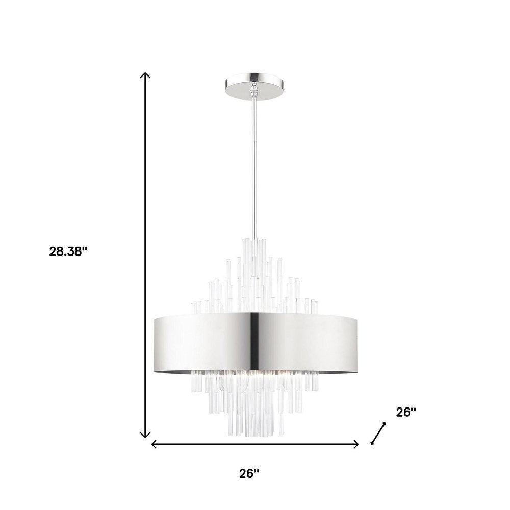 Nickel Ten Light Metal Dimmable Chandelier With Shades
