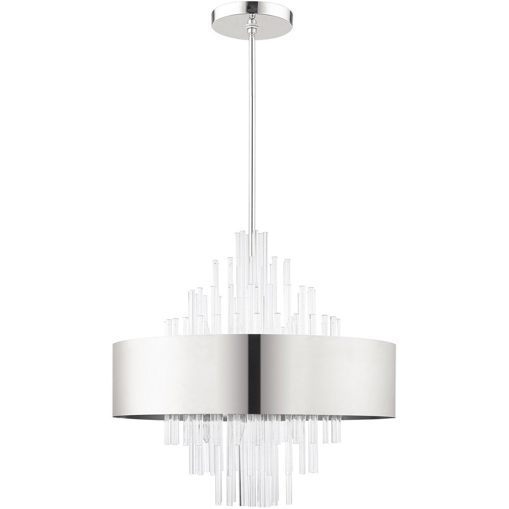 Nickel Ten Light Metal Dimmable Chandelier With Shades