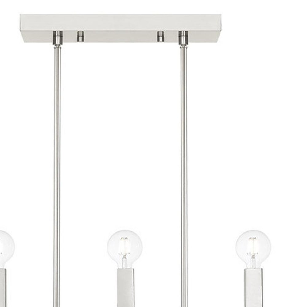 Nickel Seven Light Metal Dimmable Chandelier With Shades