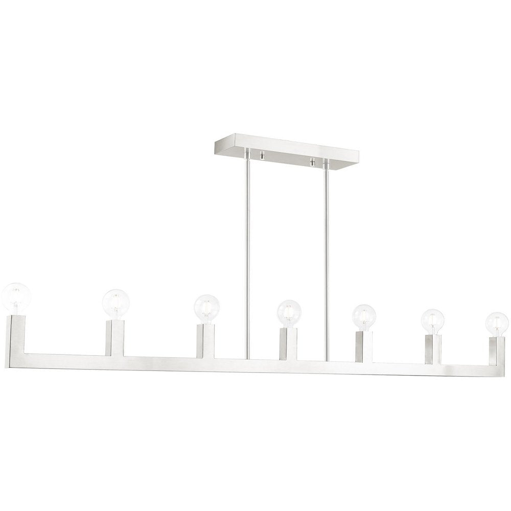 Nickel Seven Light Metal Dimmable Chandelier With Shades