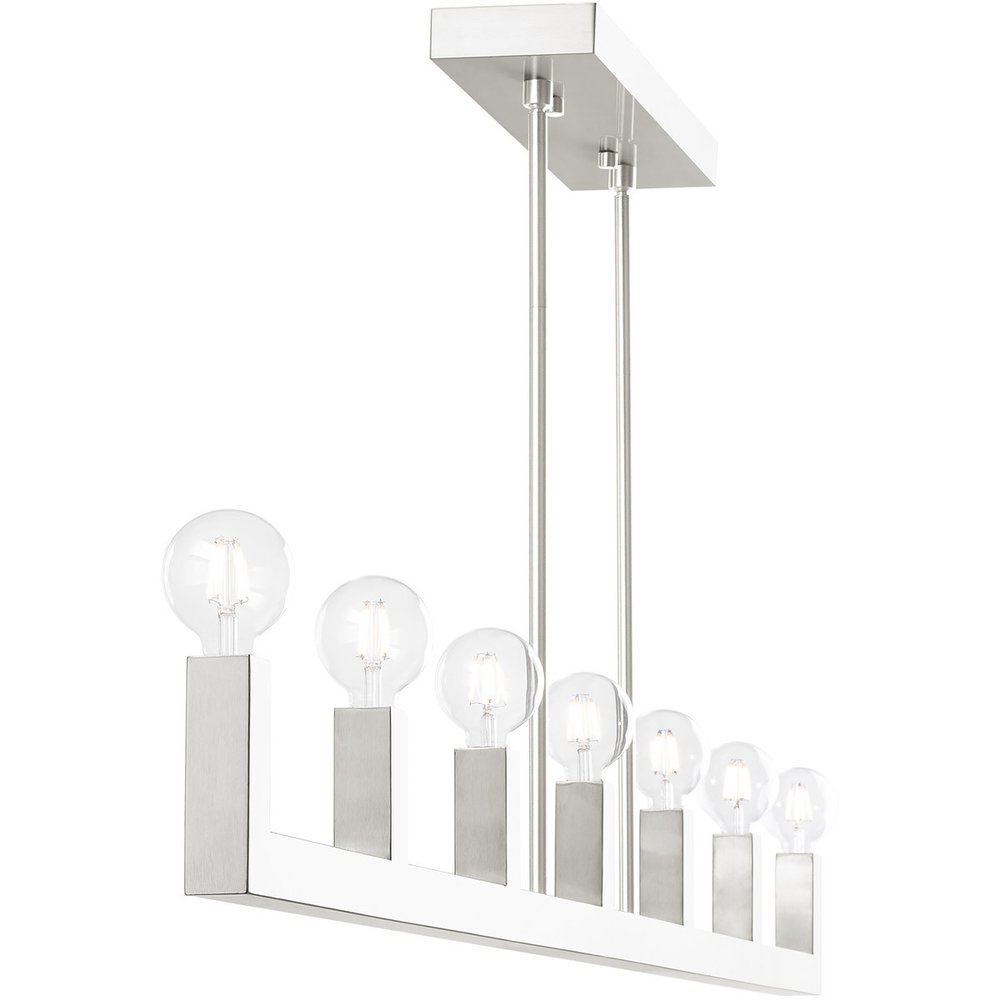 Nickel Seven Light Metal Dimmable Chandelier With Shades