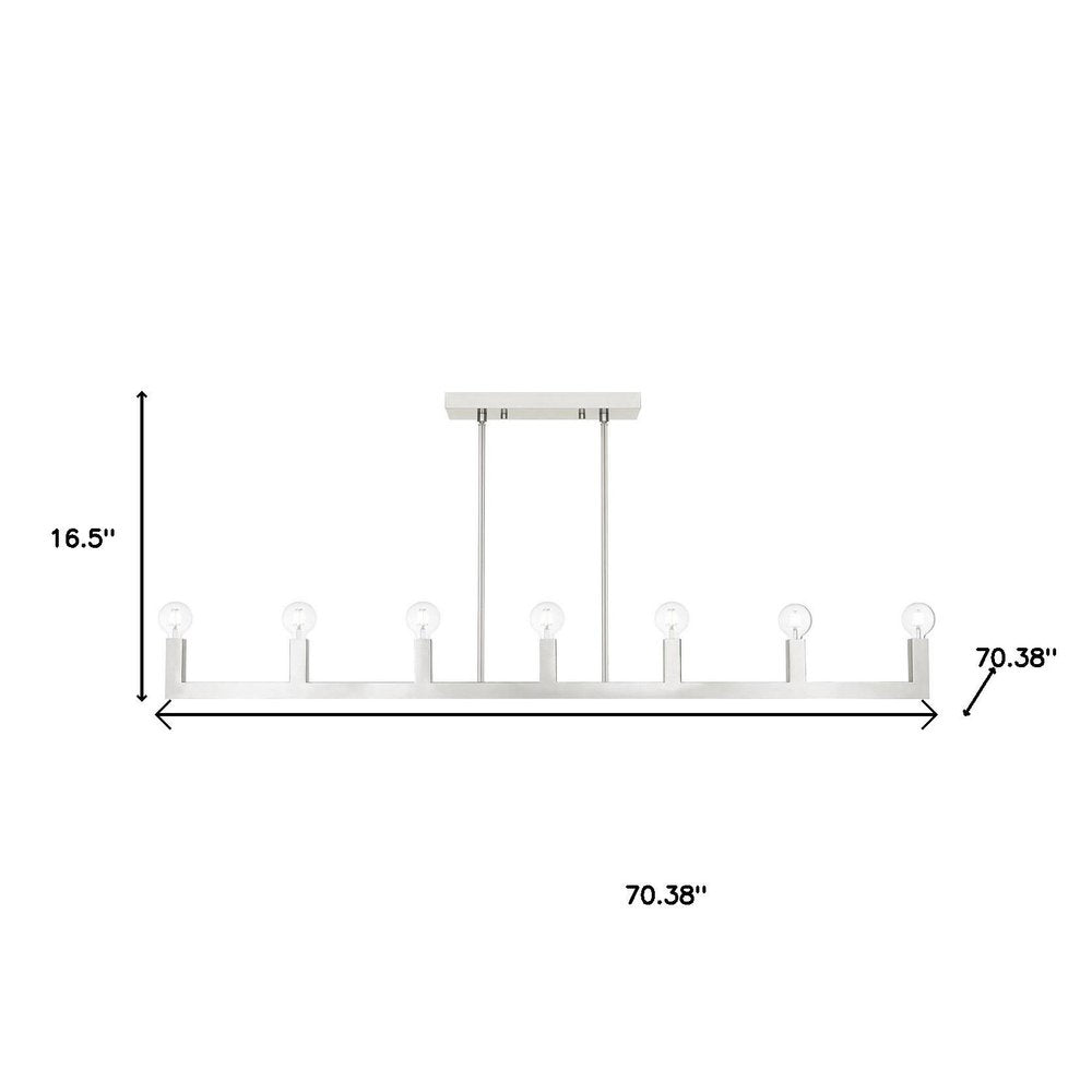 Nickel Seven Light Metal Dimmable Chandelier With Shades