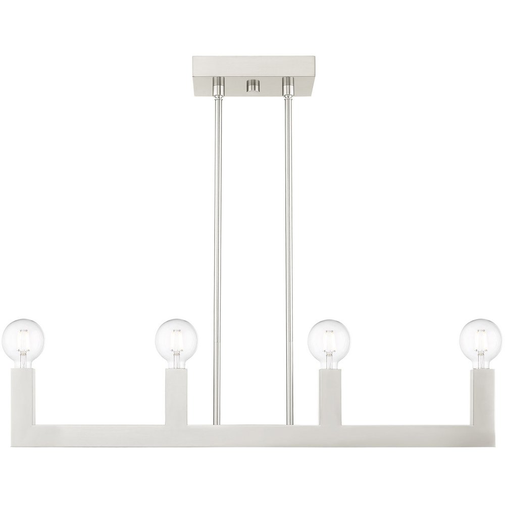 Nickel Four Light Metal Dimmable Chandelier With Shades