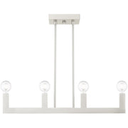 Nickel Four Light Metal Dimmable Chandelier With Shades