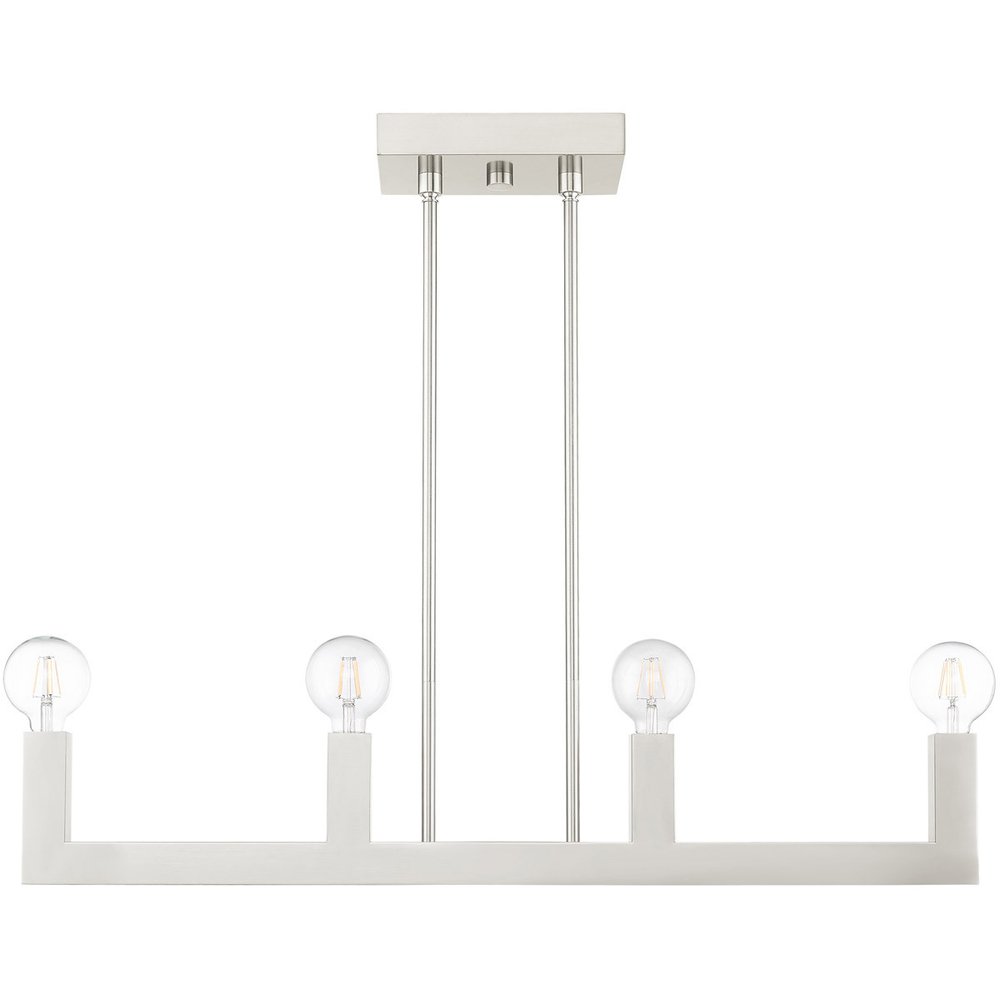 Nickel Four Light Metal Dimmable Chandelier With Shades